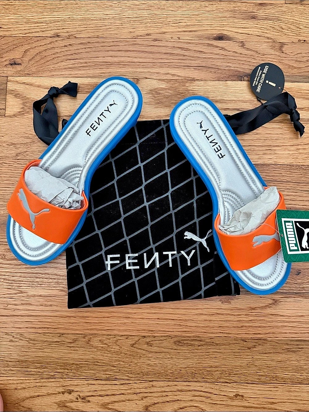 Puma Cat Cleat Sandals FENTY Women's Orange & Blue NWT